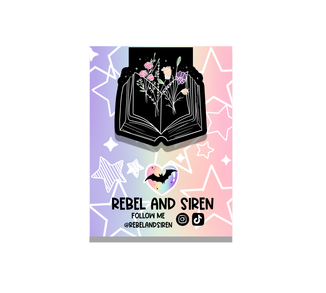 Books Flowers Magnetic Bookmark