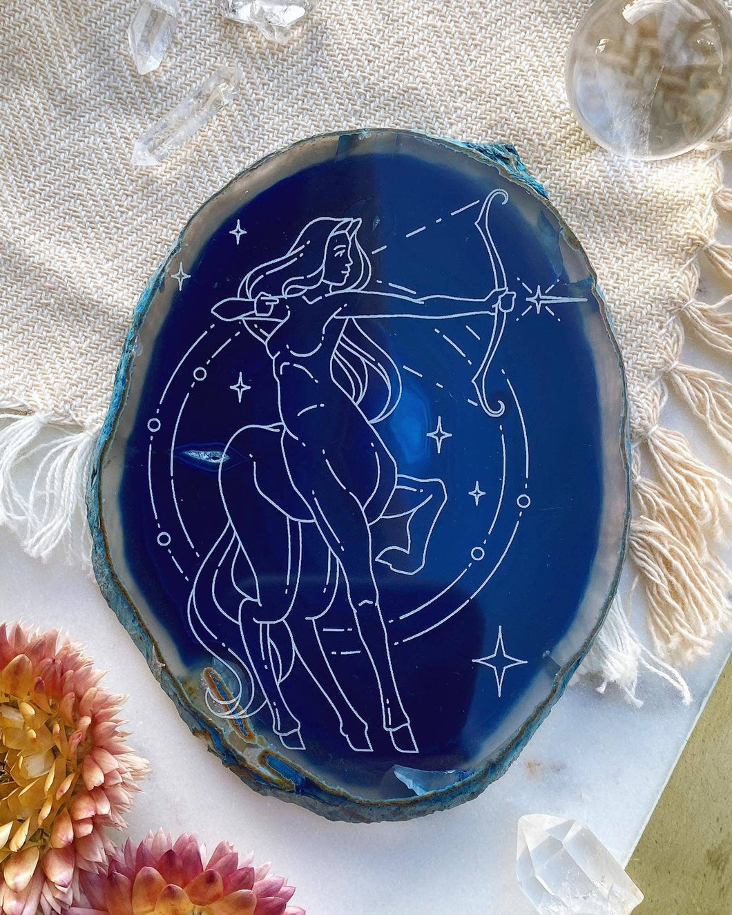 Sagittarius Zodiac Symbol Agate Slices Astrology