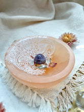 Load image into Gallery viewer, PEACH Selenite Offering Bowl Trinket Dish &quot;Henna Prayer&quot;
