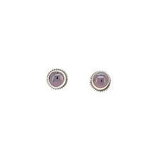 Load image into Gallery viewer, Garnet Sterling Silver Stud Earrings round braided design
