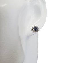 Load image into Gallery viewer, Black Onyx Sterling Silver Stud Earrings Sun border
