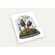 Load image into Gallery viewer, Morel Mushroom Snail Card- Vintage Cloche Terrarium Scene
