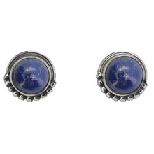 Load image into Gallery viewer, Lapis Sterling Silver Stud Earrings semi circle design
