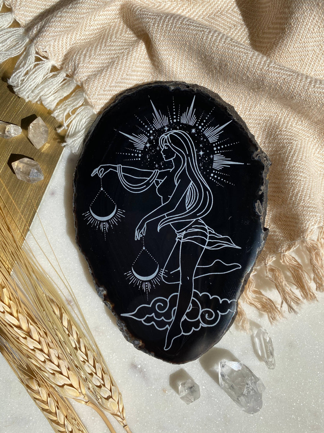Libra Zodiac Symbol Agate Slices Astrology Sign