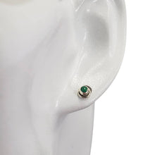 Load image into Gallery viewer, Malachite Sterling Silver Stud Earrings plain round

