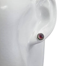 Load image into Gallery viewer, Garnet Sterling Silver Stud Earrings round braided design
