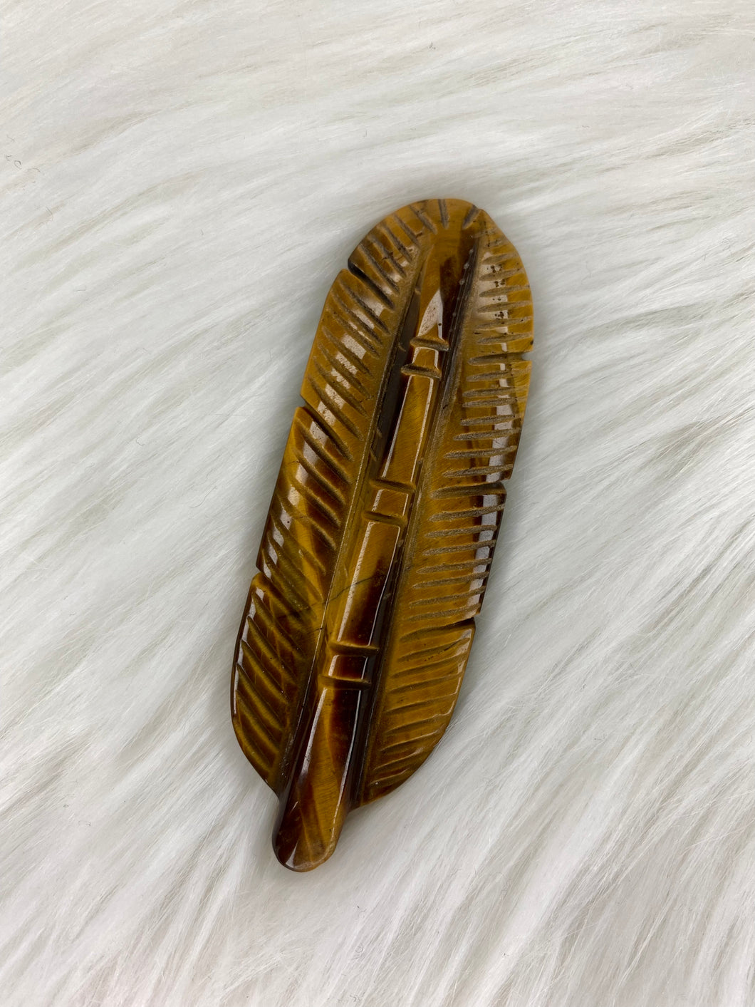 Tiger Eye Carved Feather