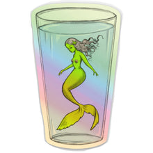 Load image into Gallery viewer, Tall Glass of Mermaid - vinyl holographic sticker by Marybel Martin

