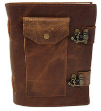 Load image into Gallery viewer, Soft Leather Journal with pocket 6 x 8&quot; with two latch Closure
