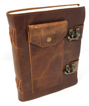 Load image into Gallery viewer, Soft Leather Journal with pocket 6 x 8&quot; with two latch Closure
