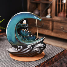 Load image into Gallery viewer, Teal Crescent Moon Koi Pond - Backflow Burner
