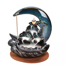 Load image into Gallery viewer, Teal Crescent Moon Koi Pond - Backflow Burner
