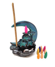 Load image into Gallery viewer, Teal Crescent Moon Koi Pond - Backflow Burner
