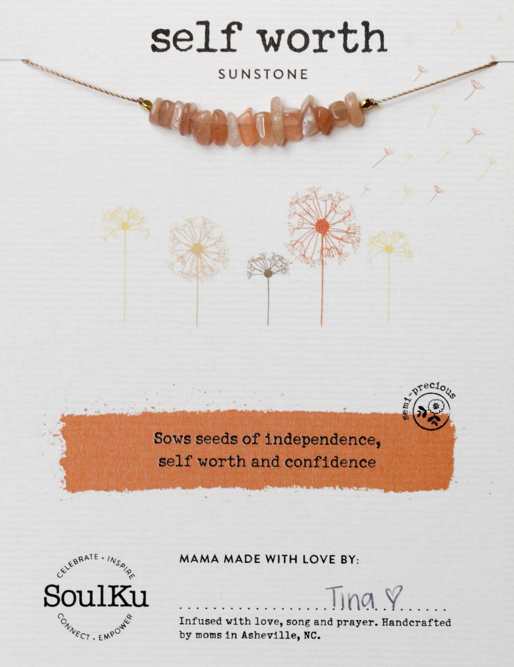 Sunstone Seed Necklace for Self Worth