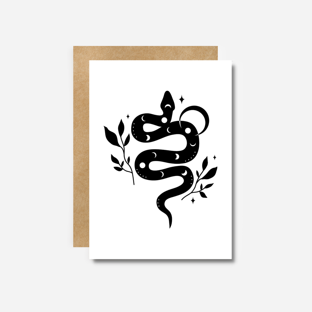 Moon Phase Snake - Blank Greeting Card