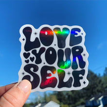 Load image into Gallery viewer, Love Yourself Body Positivity Holographic Vinyl Sticker
