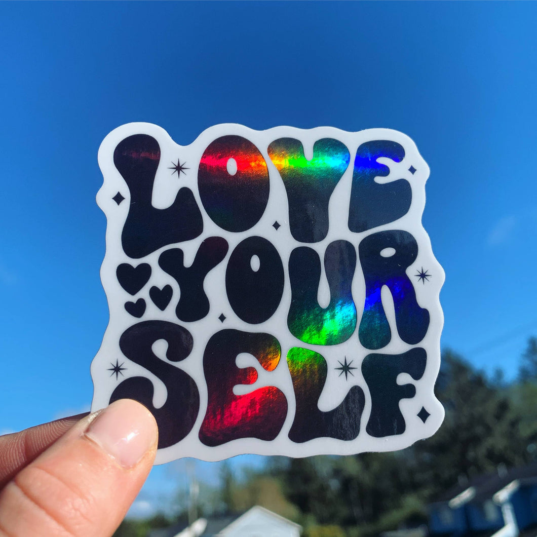 Love Yourself Body Positivity Holographic Vinyl Sticker