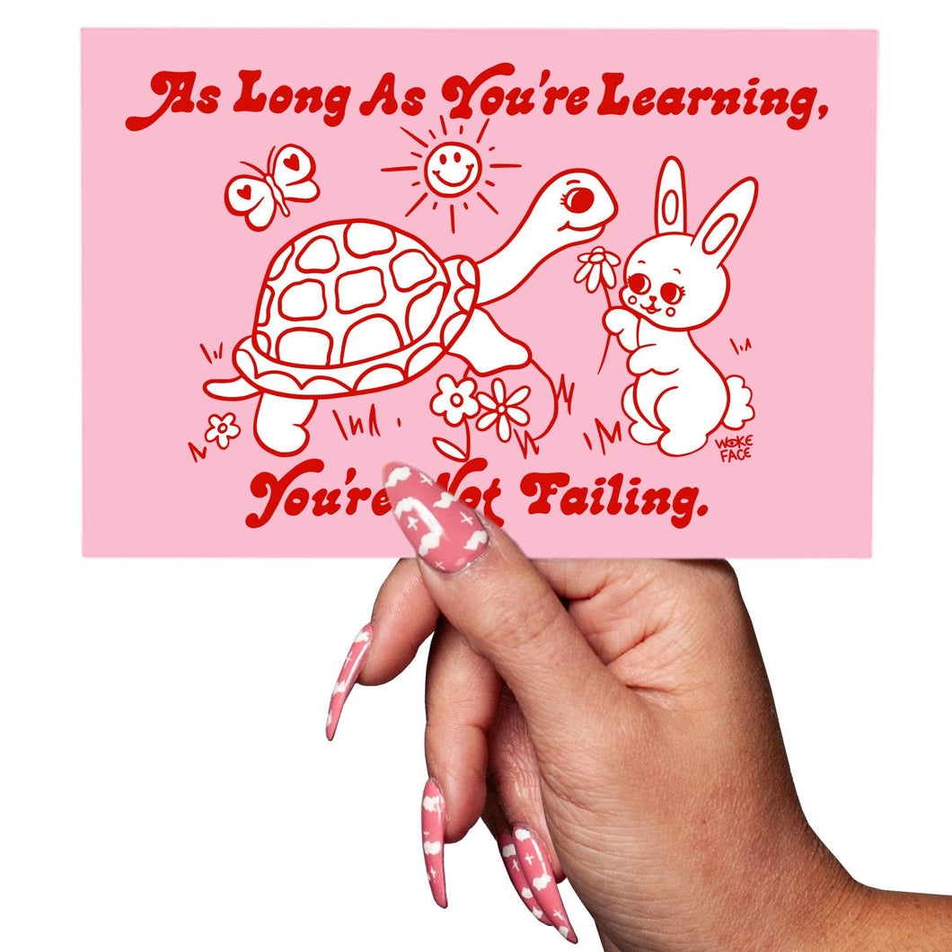Postcard - As Long as You're Learning Turtle & Bunny