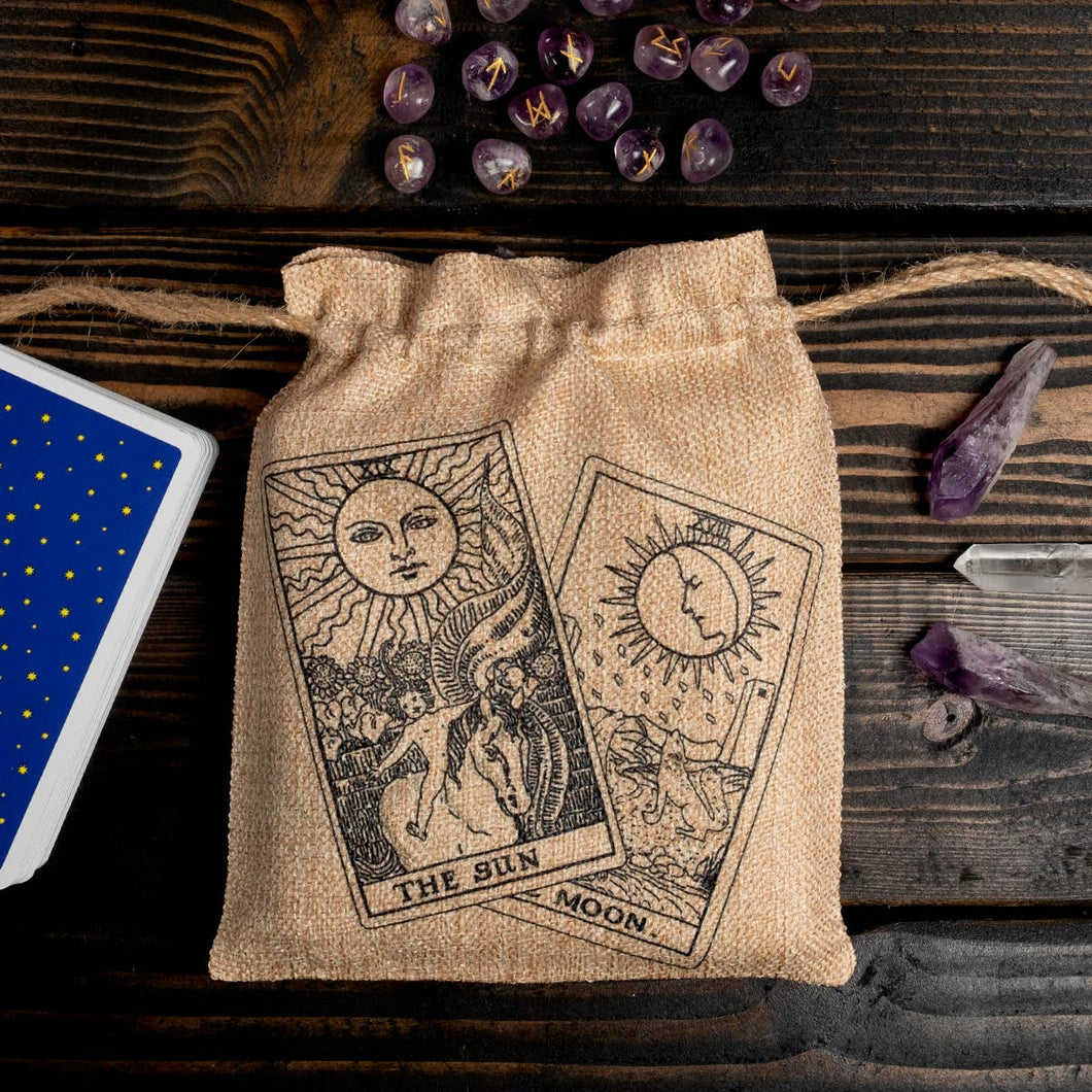 Sun and Moon Large Tarot Crystal Pouch