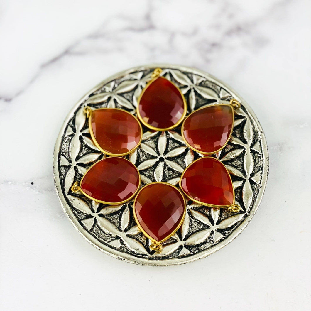 Carnelian Teardrop Bezel  Necklace