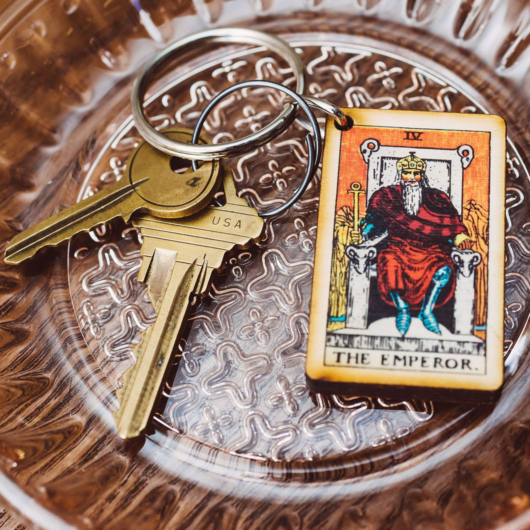Tarot - 4 - The Emperor Full Color Wooden Keychain