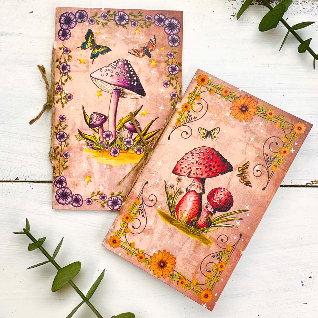 Handmade Mushroom Mini Journals-2 Pack