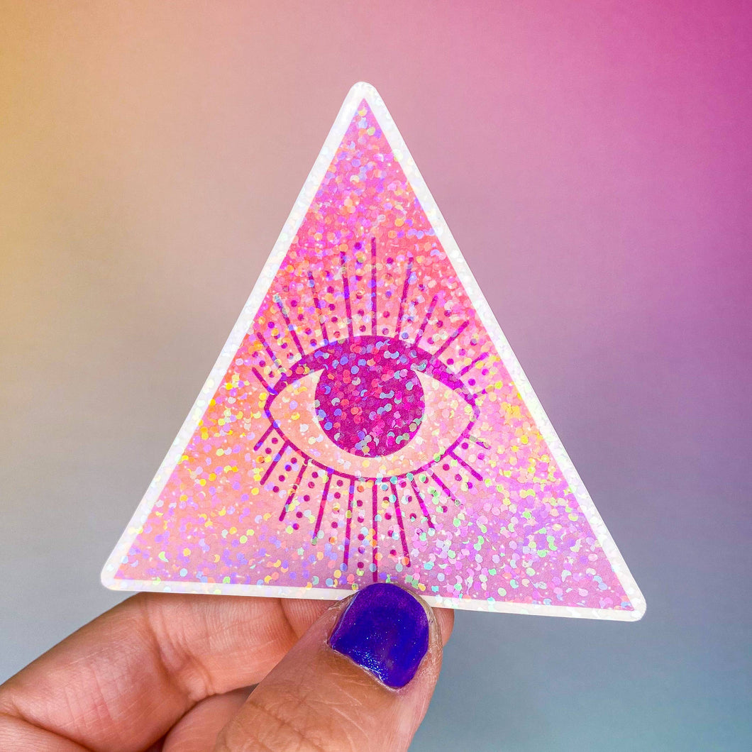 Holographic Glitter Eye of Providence Sticker