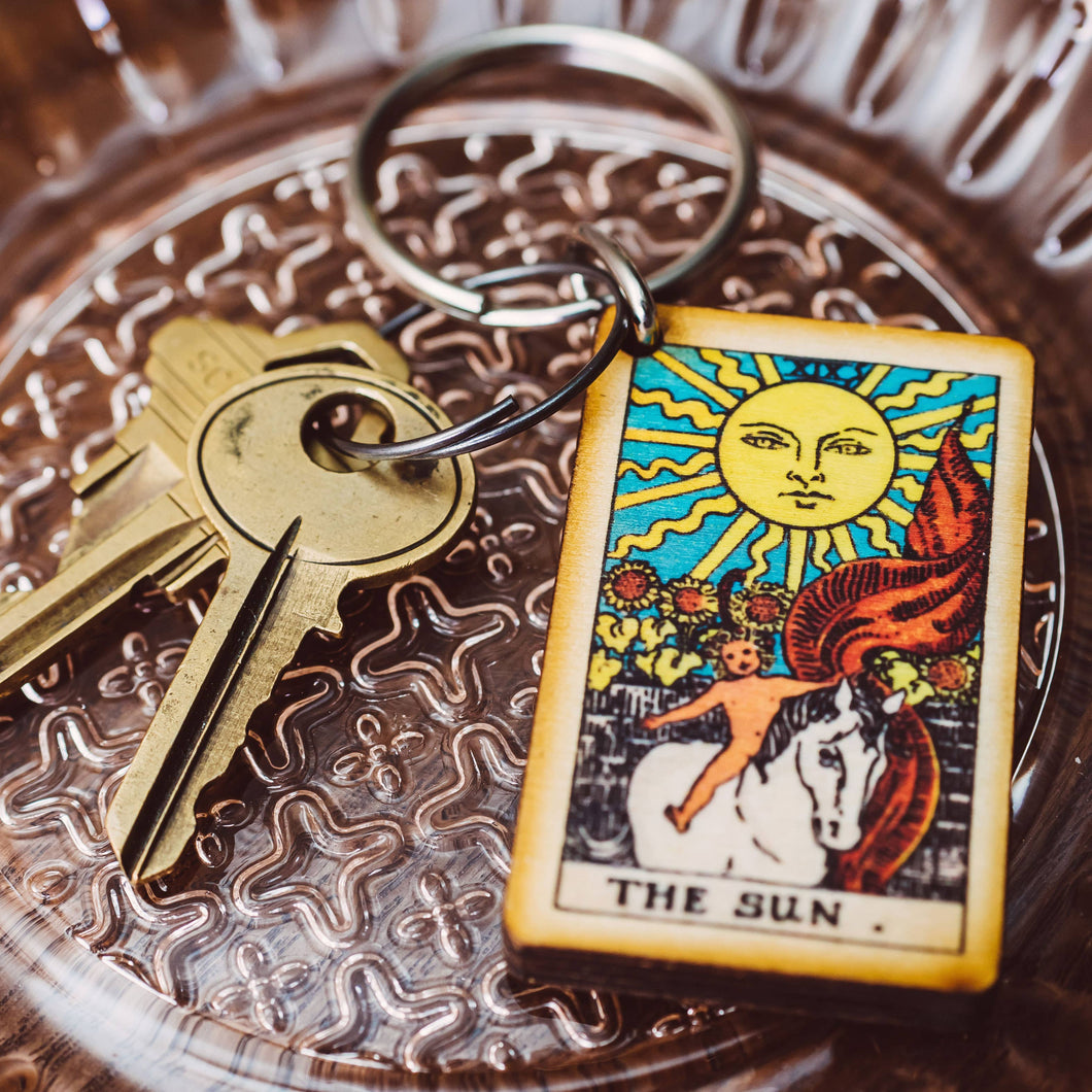 Tarot - 19 - The Sun Full Color Wooden Keychain
