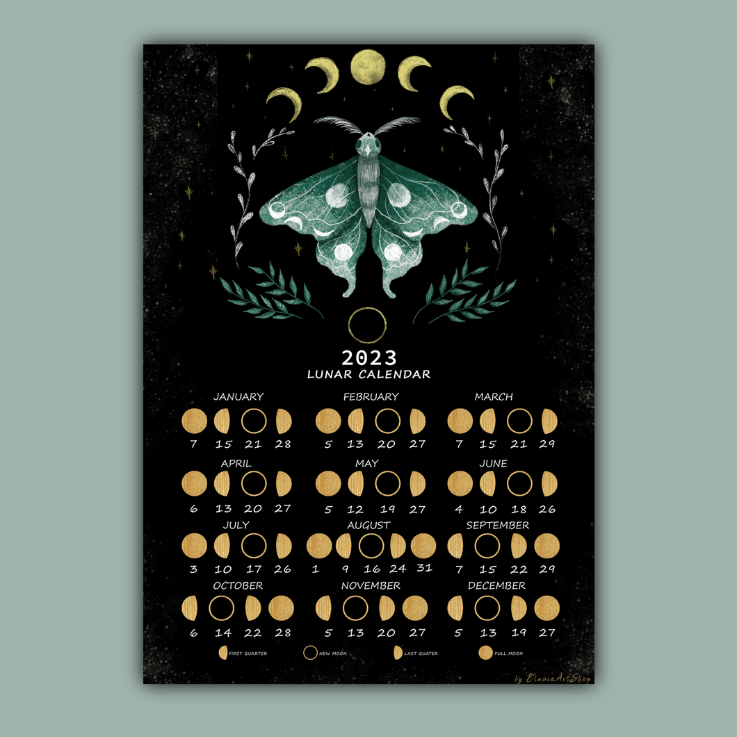 2023 Luna Moth Astrological Lunar Calendar Magnet