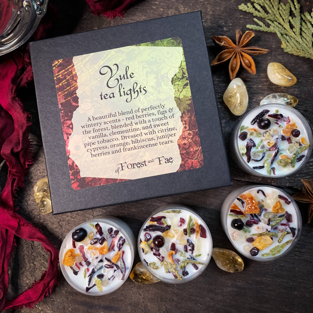 Yule Tea Lights - Herb & Crystal • Solstice • Christmas