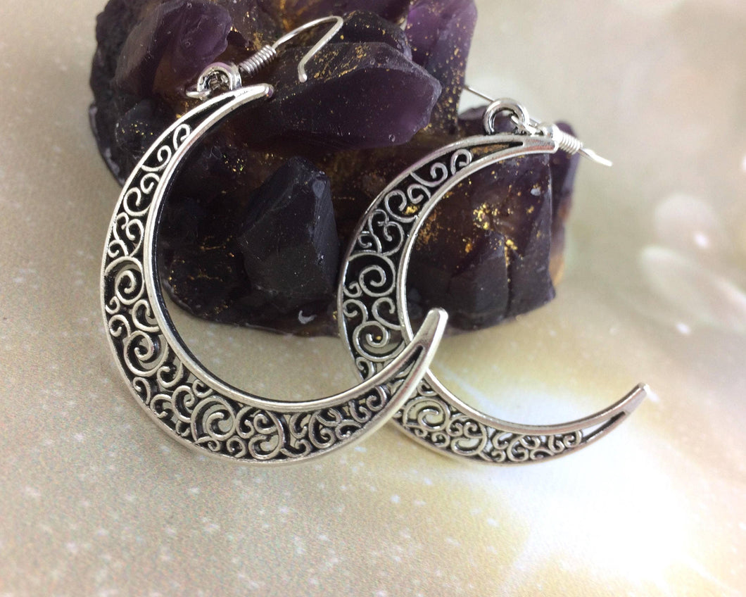 Crescent Moon Earrings-Sterling Silver