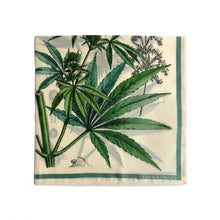 Load image into Gallery viewer, 100% Silk Scarf Botanical Marijuana Cannabis Bandana 17x17
