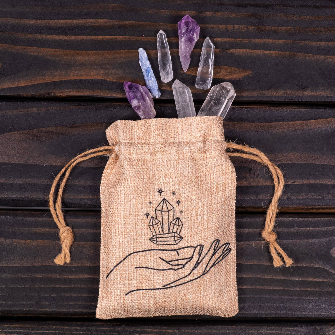 Hand and Crystals Small Crystal Pouch – The Cosmic Exchange
