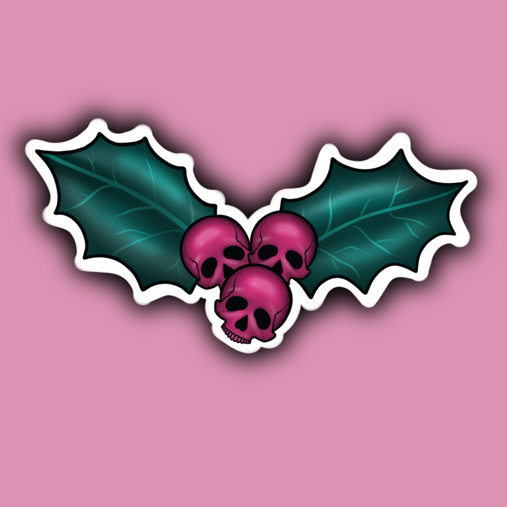 Witchy Holly Skull Berry Sticker – The Cosmic Exchange