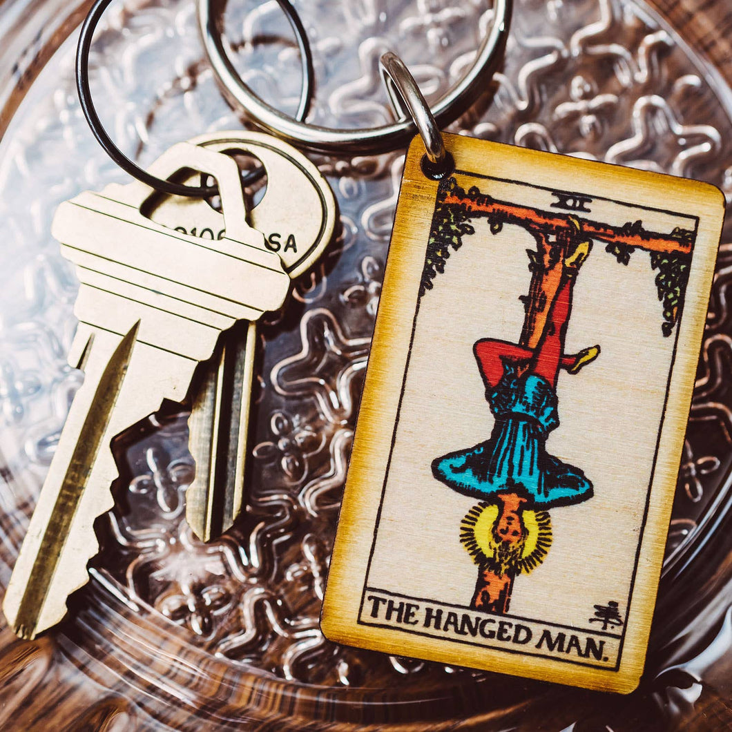 Tarot - 12 - The Hanged Man Full Color Wooden Keychain