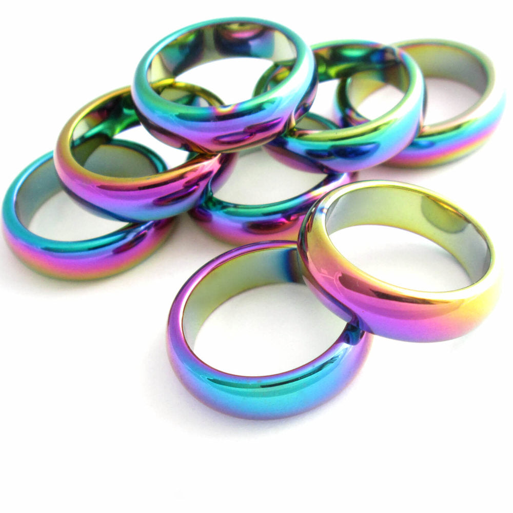 Rainbow Hematite Magnetic Rings
