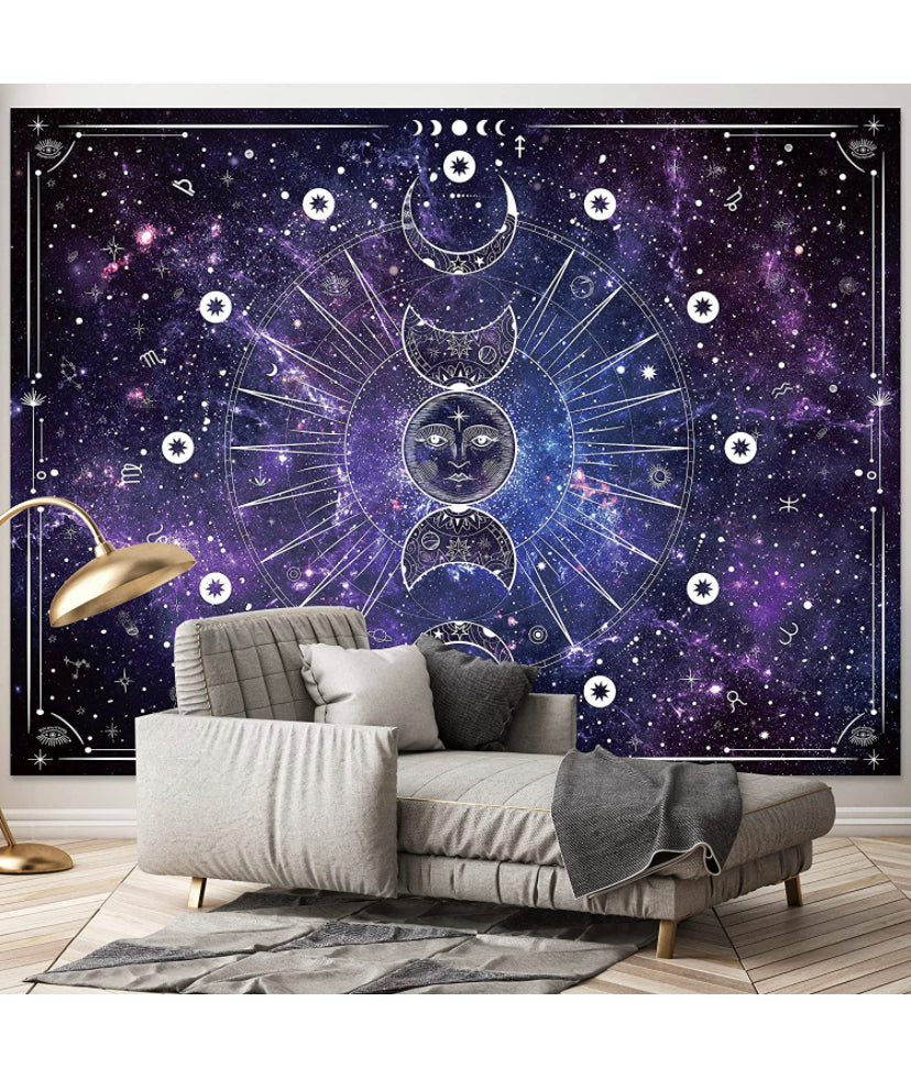 Cosmic Moon Phase Tapestry
