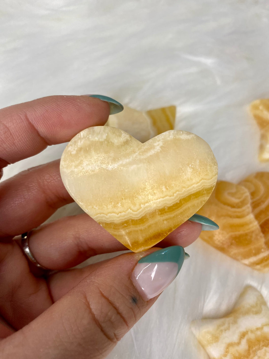 Orange Calcite Carved Shapes