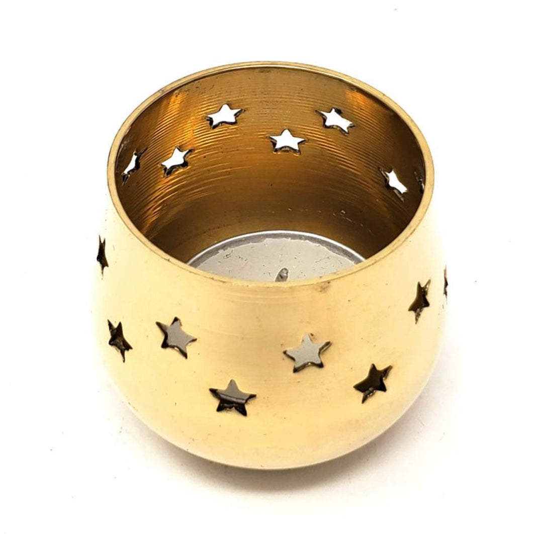 Brass Candle Holder w Star Designs