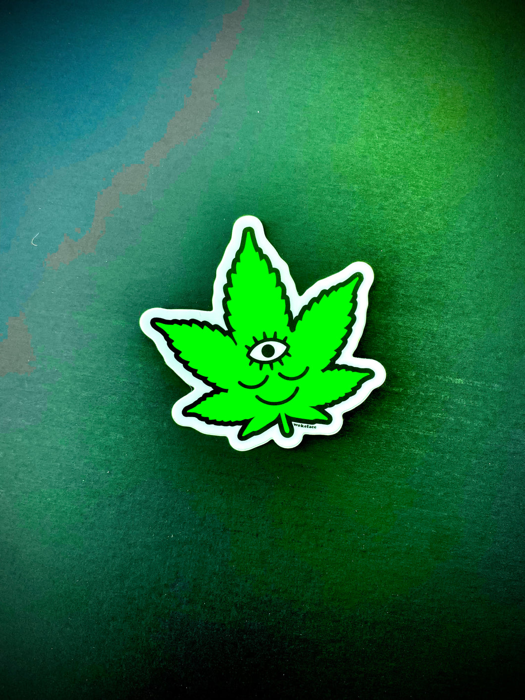 Tokeface Cannabis Leaf Sticker