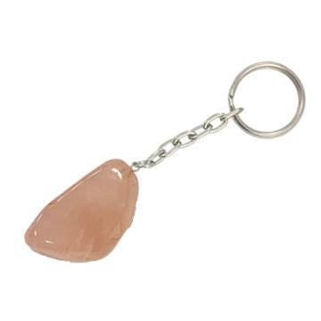 Rose quartz polished key chain