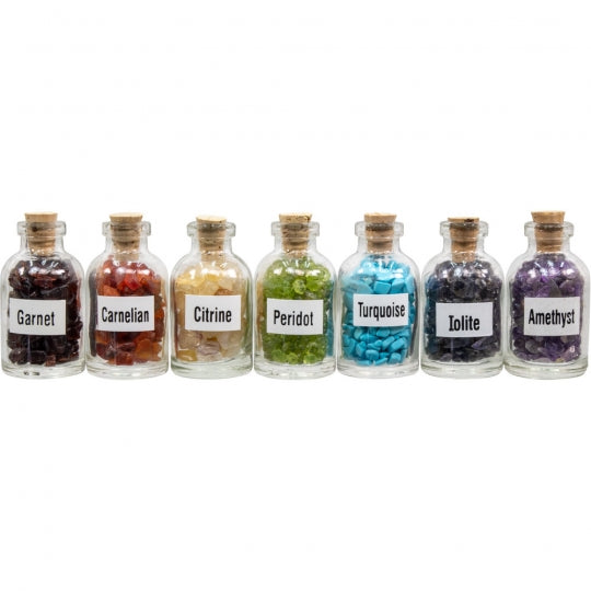 Stone Chips Bottles Set Chakra Energizing (Box of 7)