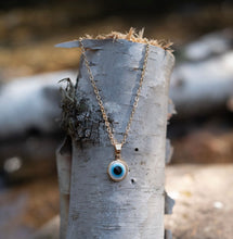 Load image into Gallery viewer, White Evil Eye Gold Necklace
