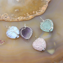 Load image into Gallery viewer, Heart Shaped Crystal/Tree of Life Wire Wrapped Necklace
