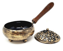 Load image into Gallery viewer, Iron Charcoal Burner with Lid and Wooden handle
