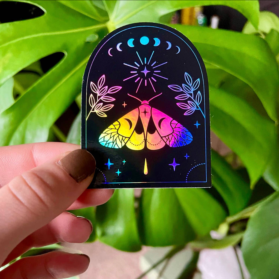 Moth Arc Holographic Vinyl Sticker