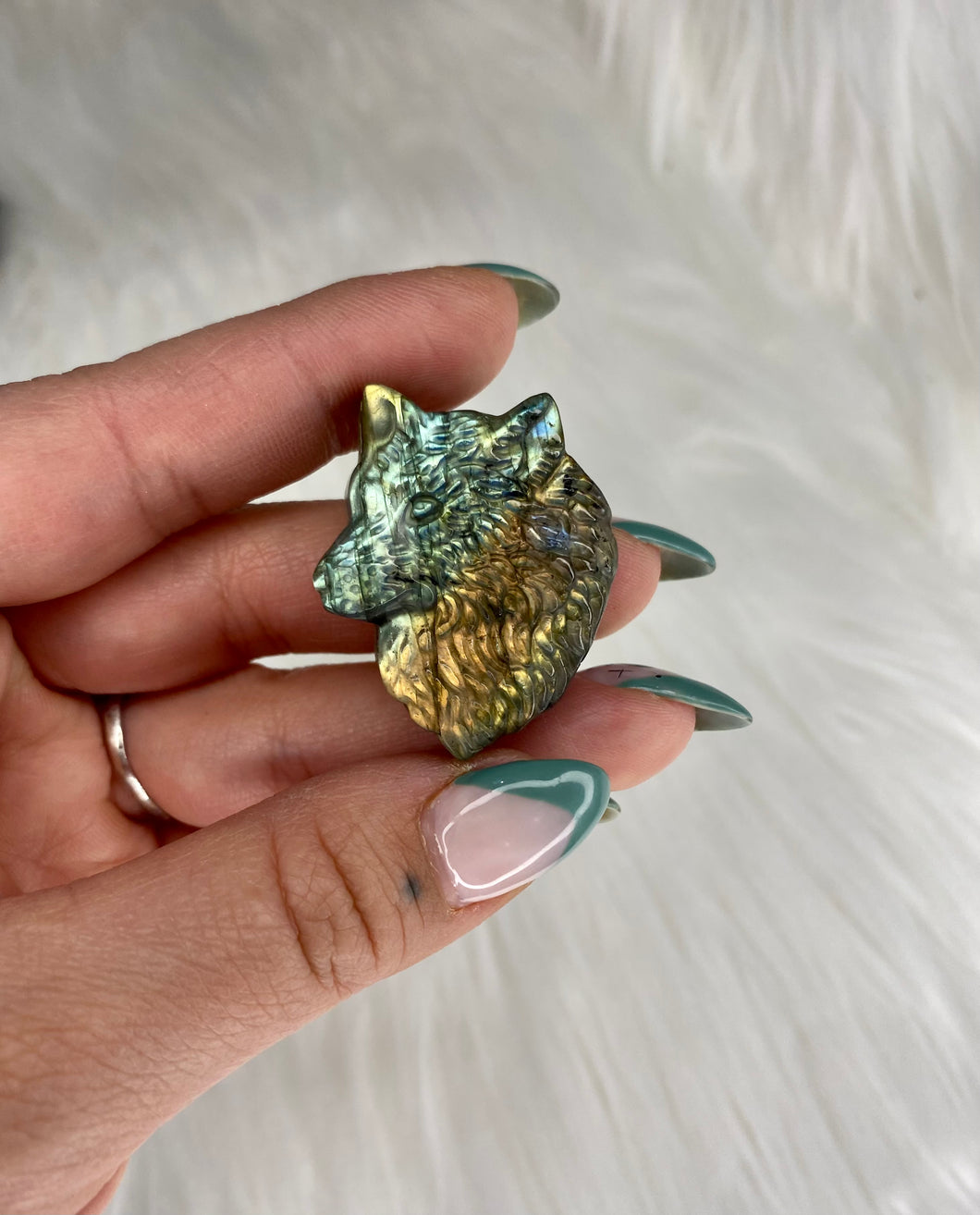 Labradorite Carved Wolf