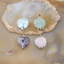 Load image into Gallery viewer, Heart Shaped Crystal/Tree of Life Wire Wrapped Necklace
