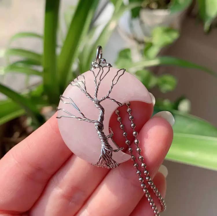 Crescent Moon Tree of Life Wire Wrapped Pendant