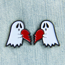 Load image into Gallery viewer, Ghost Heart Enamel Pin Set of 2
